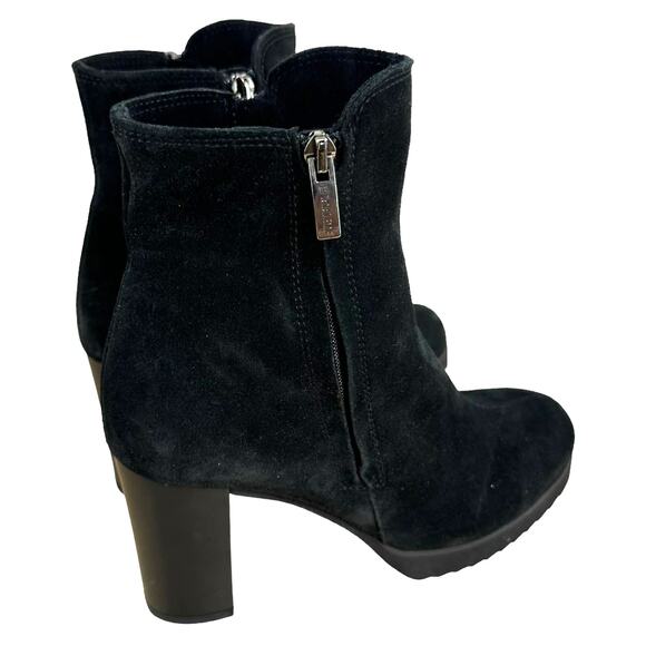 La Canadienne NWOB Mila Waterproof Suede Bootie Dual Side Zip Black Size 7.5M - Picture 4 of 10